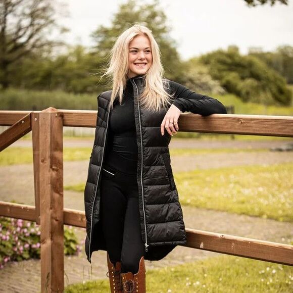 Jackets & Blazers - Cavallo Gella Long Padded Vest Black 6 Equestrian Chic Quiet Luxury Athleisure
